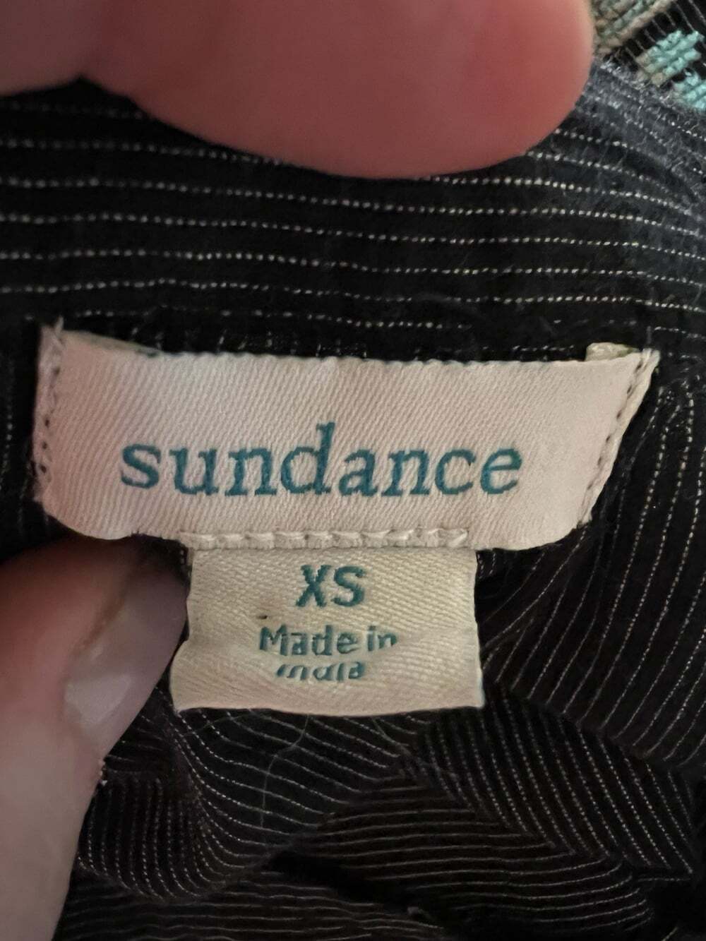 Sundance XS Embroidered Blouse Black Stripe Boho Tassel Balloons Sleeve Cotton - Picture 9 of 10